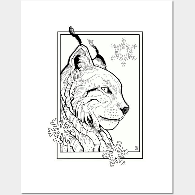 lynx cat with snowflakes Wall Art by weilertsen